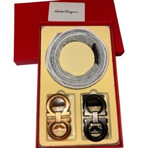 Fashion Lux Belt with Gold and Black Buckles Set